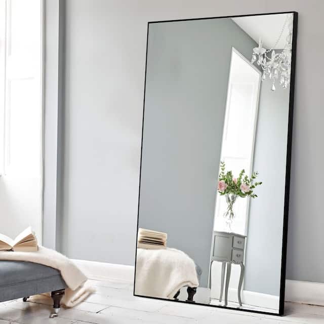 Modern Glam Large Full-length Floor Wall Mirror - 59x35 - Black