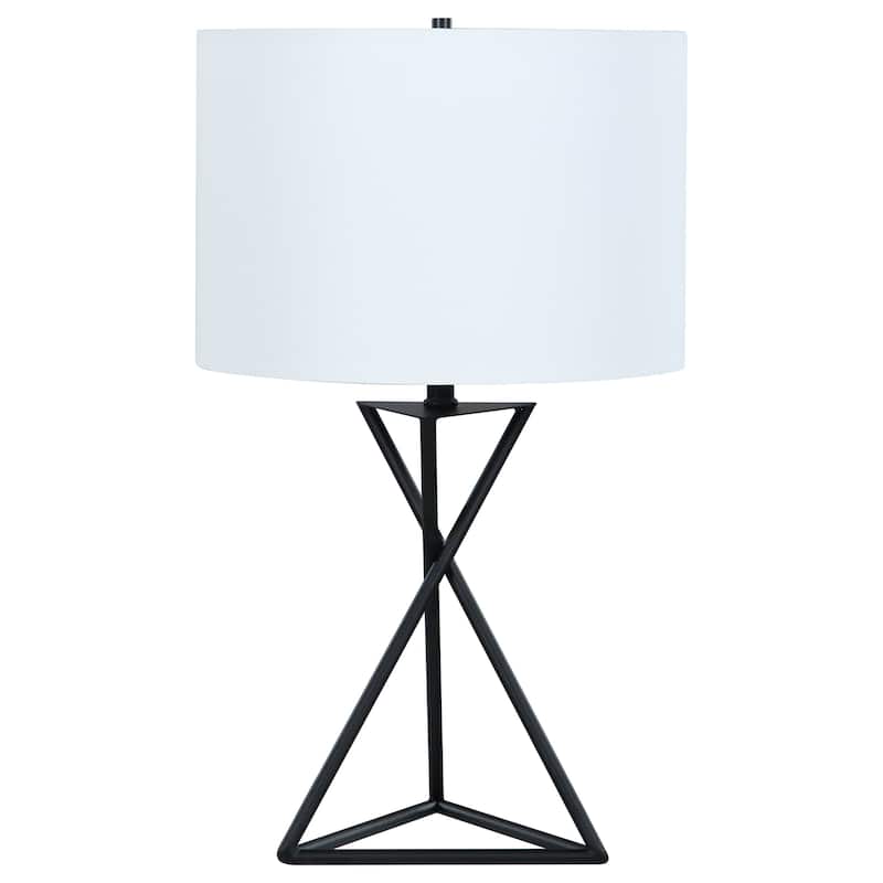 Mirio 26-inch Drum Shade Metal Bedside Table Lamp Black - Black