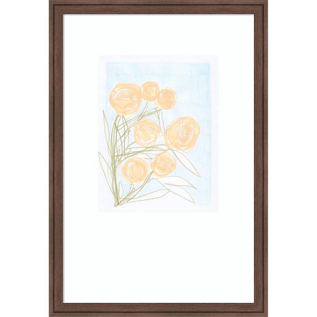 Peonies by Carola Cedell Wood Framed Wall Art Print