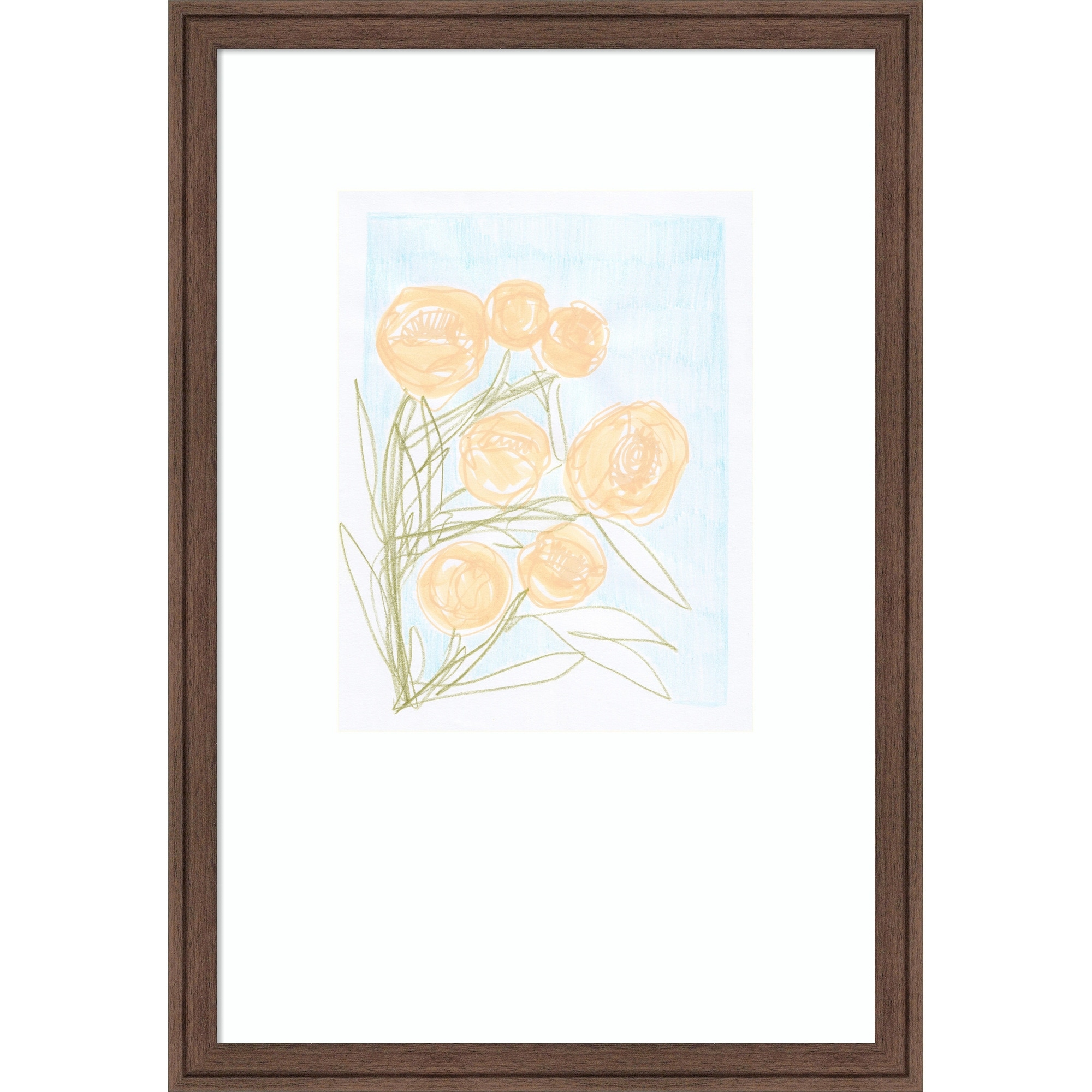 Peonies by Carola Cedell Wood Framed Wall Art Print
