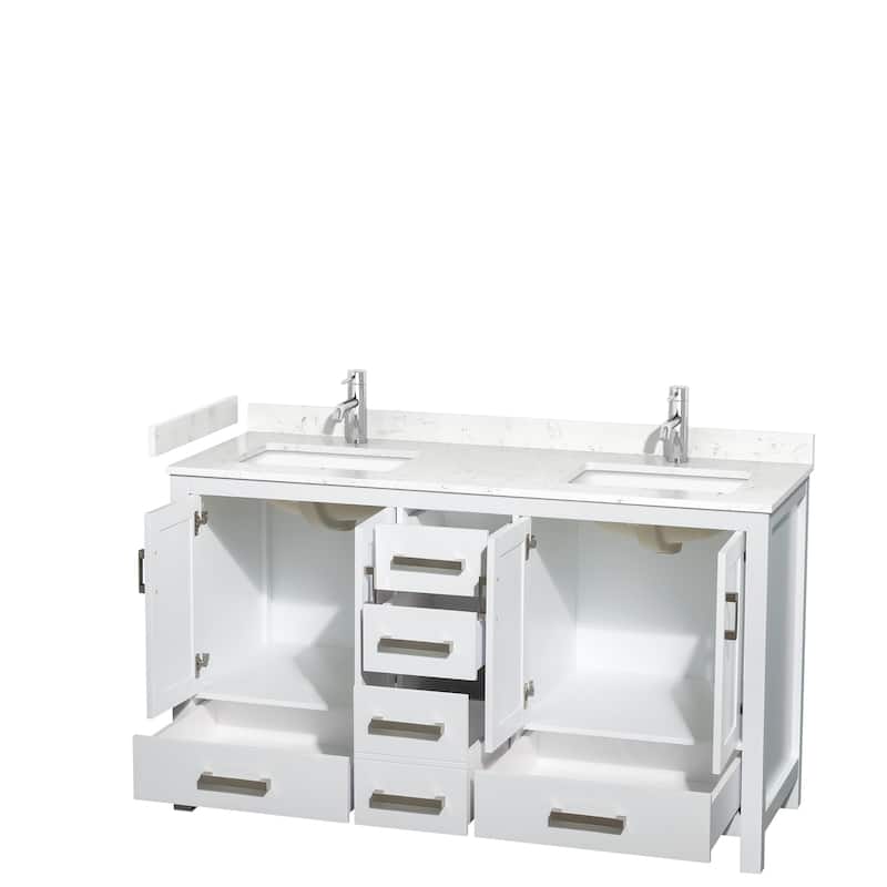 Sheffield Double Bathroom Vanity Set, Cultured Top, No Mirror