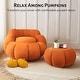 preview thumbnail 5 of 7, WOWMAX Pumpkin Bean Bag Sofa Chair, Giant Bean Bag Chair, Oversized Bean Bag Couch for Gaming, Reading, Orange