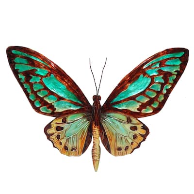 Butterfly Wall Decor Aqua And Gold (m2052)
