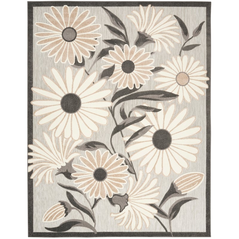 Nourison Alice Indoor/Outdoor Floral Area Rug. - Beige - 7'x10'