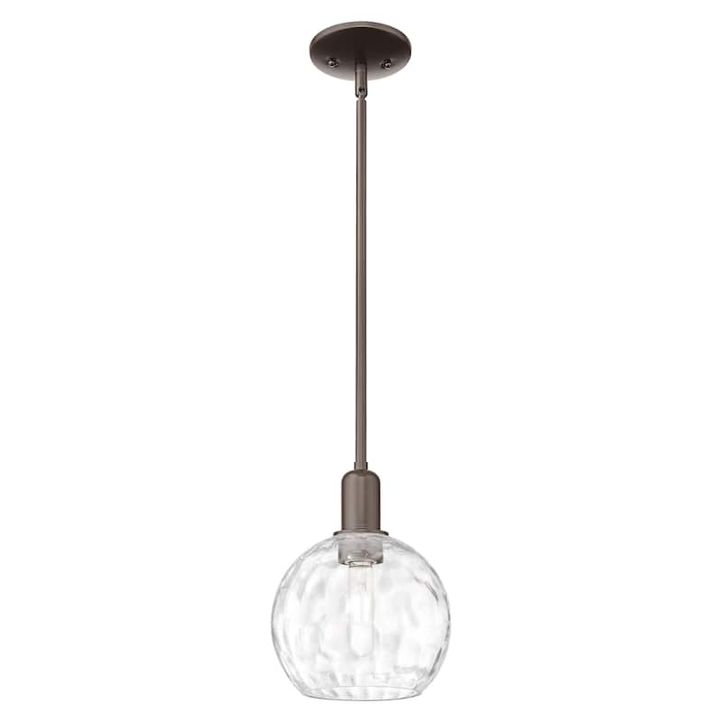 Innovations Lighting Endless Possibilities Arcadia - Athens Water Glass - 1 Light 8" Stem Hung Mini Pendant - Clear Water Glass/Oil Rubbed Bronze