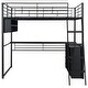 preview thumbnail 7 of 22, Twin/Full Size Loft Bed with LED Light and Bulit-in Desk, Metal Gaming Loft Bedframe with 4 Storage Shelves and Ladder