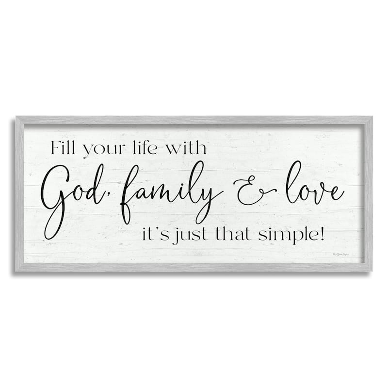 Stupell Rustic Religious Family Quote Uplifting Calligraphy Phrase Framed Wall Art, Design by Susie Boyer - Off-White