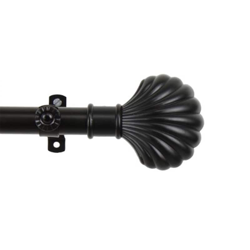 Adjustable Black Curtain Rod 48-84 Inch, Metal Window Rod with Finials - 84