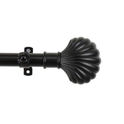 Adjustable Black Curtain Rod 48-84 Inch, Metal Window Rod with Finials - 84
