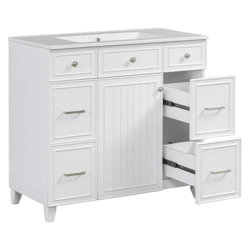 Versatile Bathroom Vanity with Ceramic Sink and Smart Storage by Harper&Bright Designs