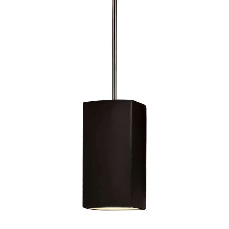 Justice Design Group Rectangle Pendant - Rigid Stem - Carbon Matte Black/Brushed Nickel