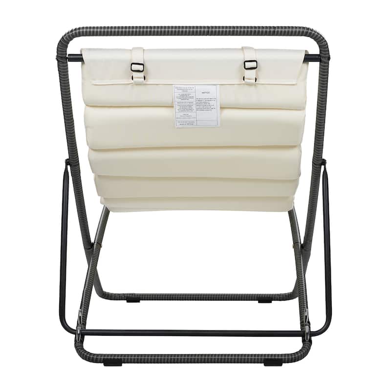 2-Piece Rattan-Wrapped Metal Frame Folding Outdoor Lounge Chair Set by Leisure Zone