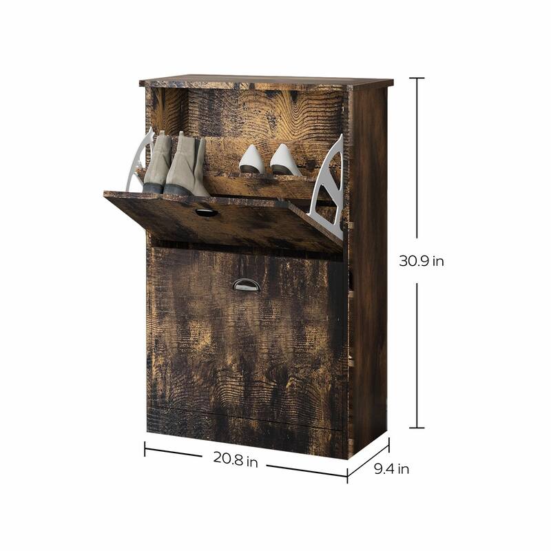 Shoe Cabinet, Hidden Slim Narrow Shoe Rack Cabinet with 2 Drawers