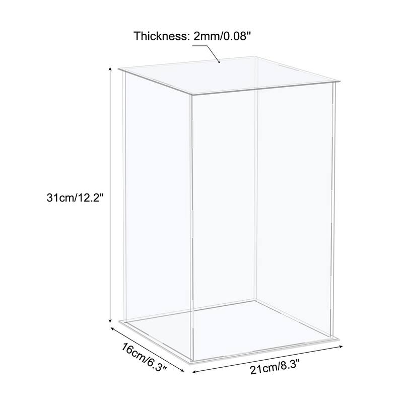 Acrylic Display Case Plastic Box Cube Storage Box Assemble Showcase - 8.3x6.3x12.2 Inch