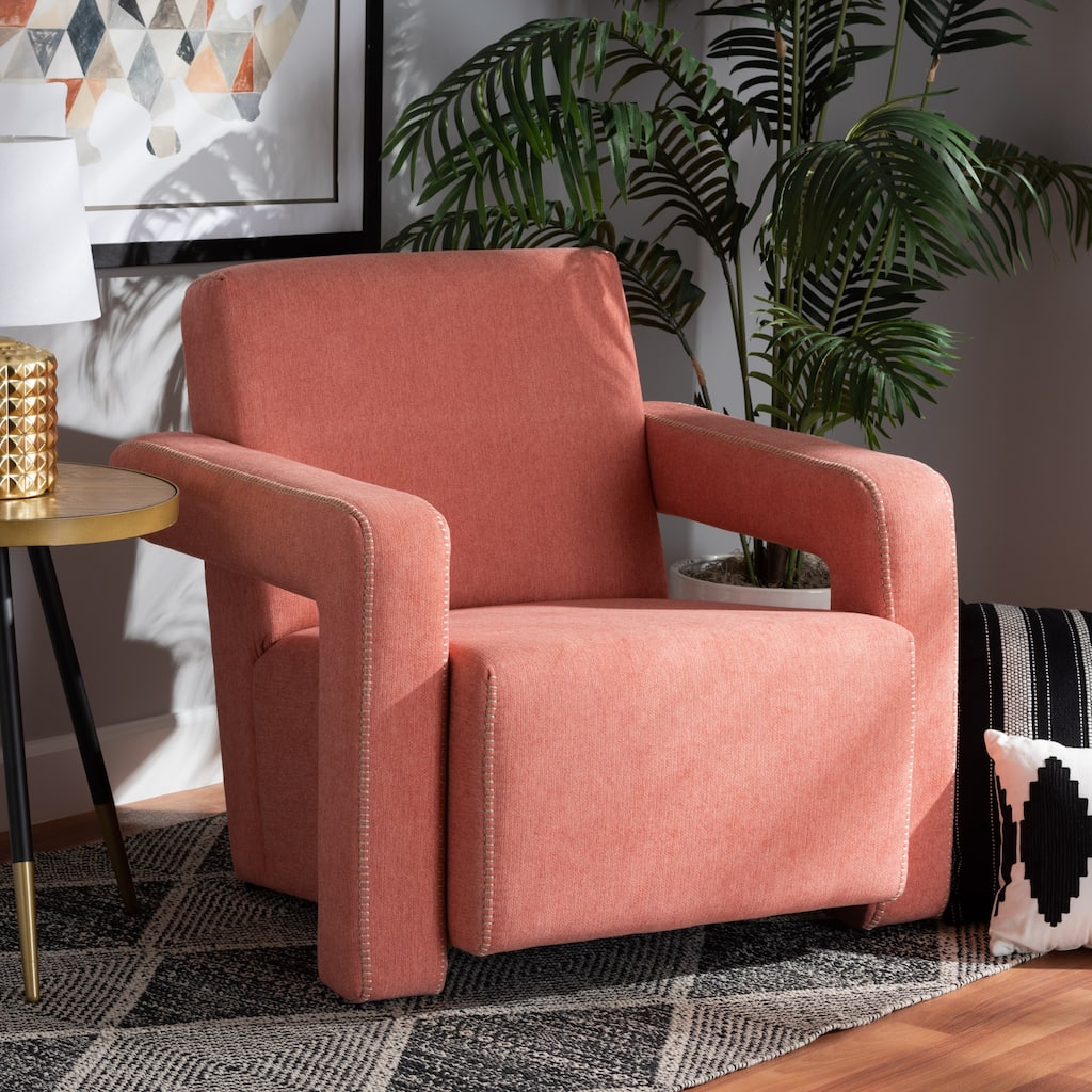 Madian Modern & Contemporary Light Red Fabric Upholstered Armchair