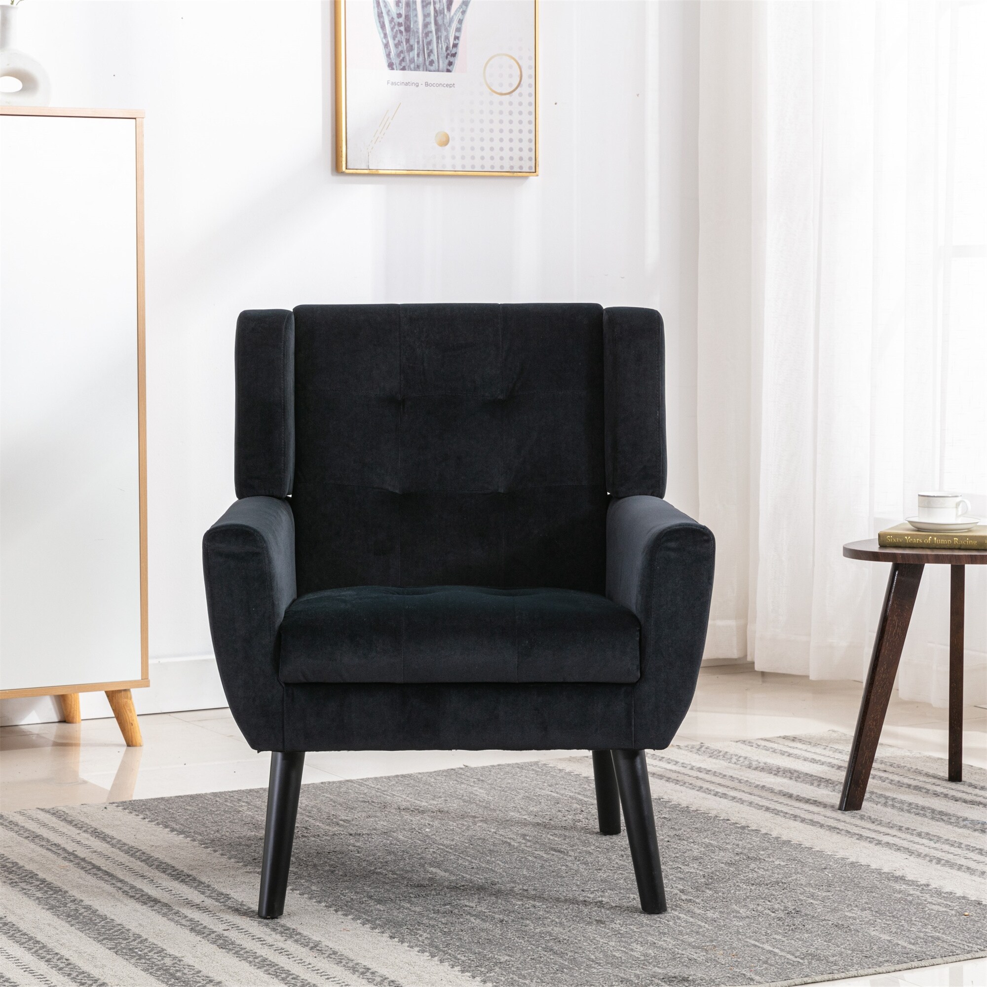Modern Soft Velvet Material Ergonomics Accent Chair Living Room