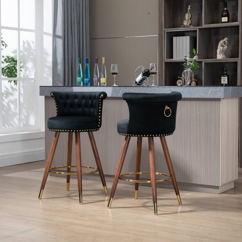 Swivel Bar Stools with Backrest Footrest - 21.85*20.08*36.02Inch