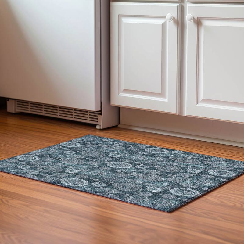 Premium Washable Super Soft Traditional Olivia Mayfield Rug - Teal - 1' 8" x 2' 6" - Rectangle