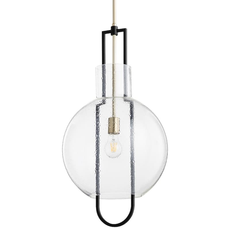 Quorum International 14" Wide Pendant - Noir / Aged Brass