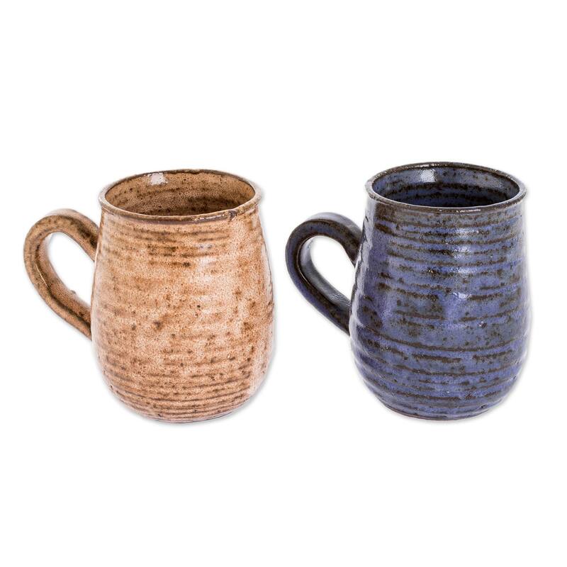 Novica Handmade Subtle Aroma Ceramic Mugs (Pair)