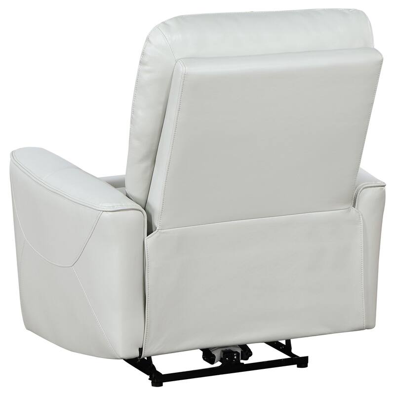 Lima Power Recliner Chair, Ivory Faux Leather, USB Port, Foam Cushions
