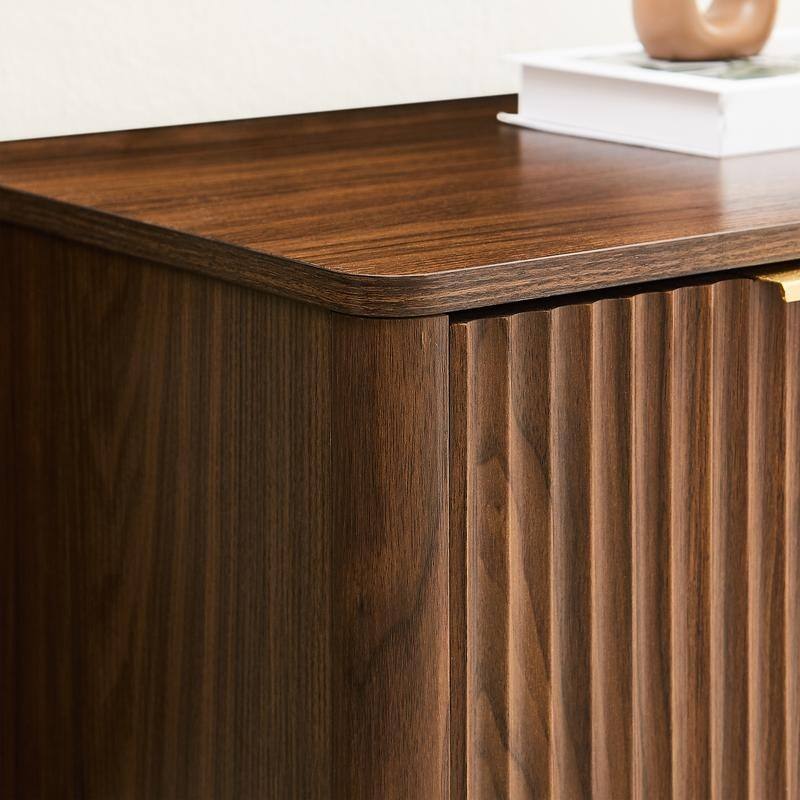 Fluted 31.5" Sideboard with Curved Design 2-Door Storage Cabinet for Stylish Organization