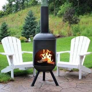 Shop Sunnydaze Black Steel Outdoor Wood Burning Backyard Chiminea