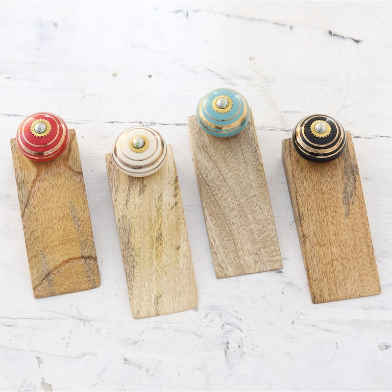 Novica Handmade Colorful Orbs Wood Door Stoppers (Set Of 4)