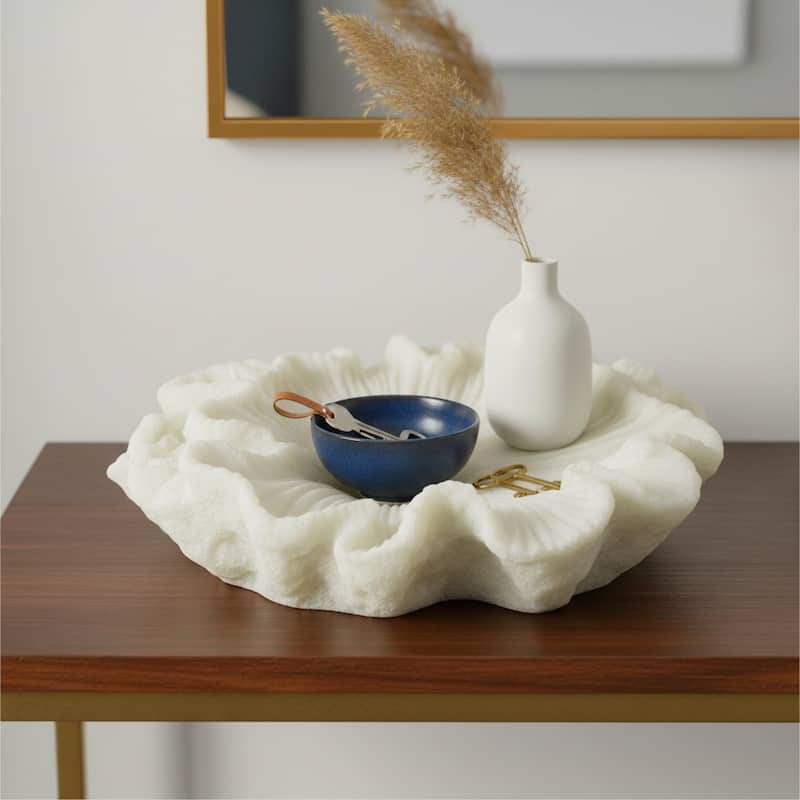 Decorative Coastal Inspired Shell Bowl - 12", White - 17.0"