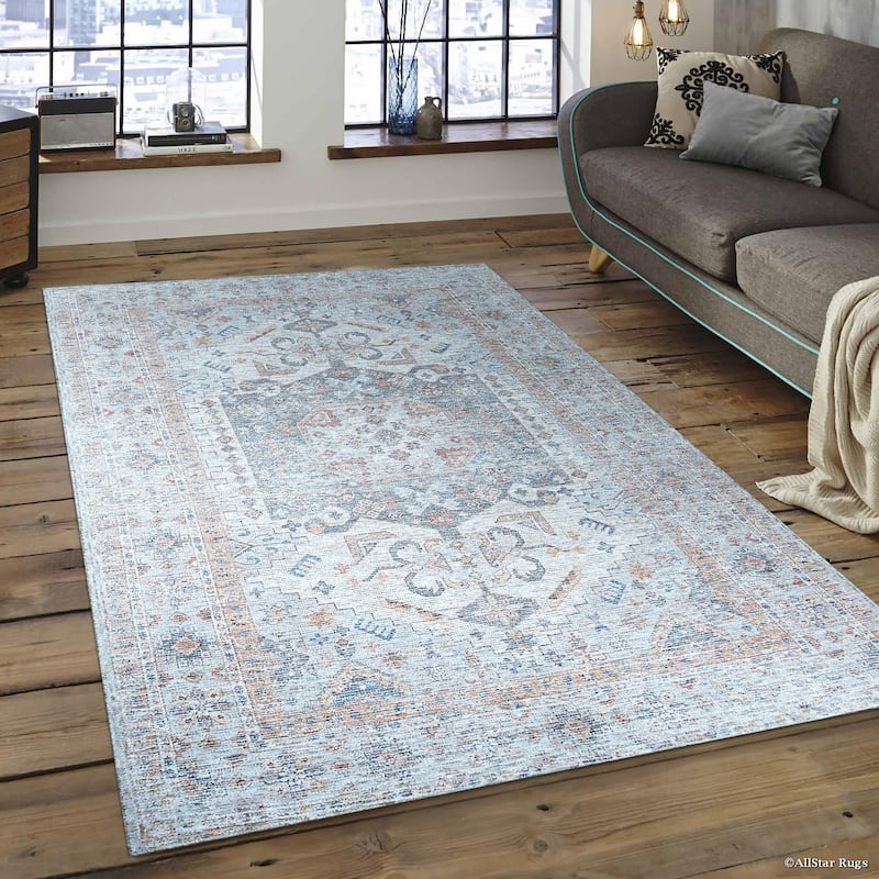 Ivory Classic Traditional Heriz/ Serapi Design Area Rug, Luxurious Handwoven Texture for Home Interiors - L