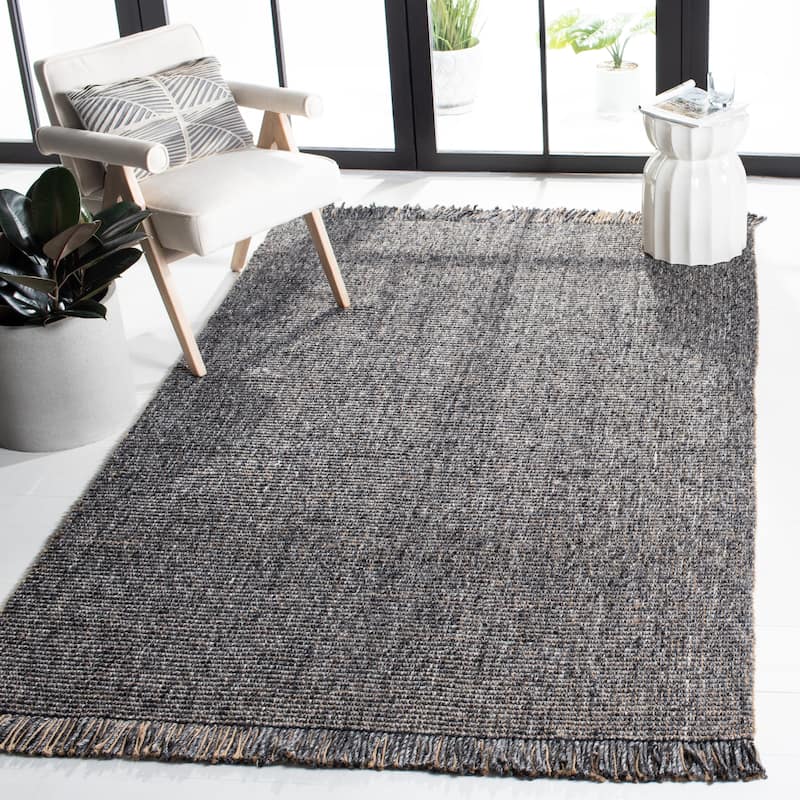 SAFAVIEH Handmade Natural Fiber Reneta Jute Fringe Rug - 5' x 8' - Charcoal/Natural