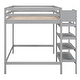 preview thumbnail 16 of 32, Full Size Loft Bed with Built-in Storage Staircase and Hanger, Grey