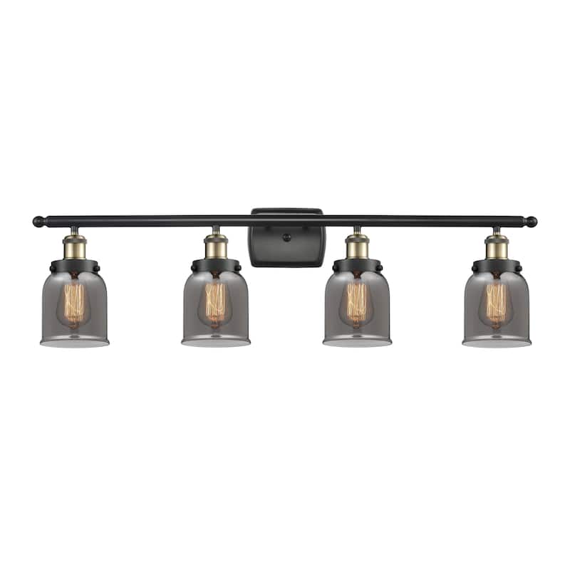 Innovations Lighting Ballston Urban Bell - 4 Light 36" Bath Vanity Light - Black Antique Brass/Light Smoke
