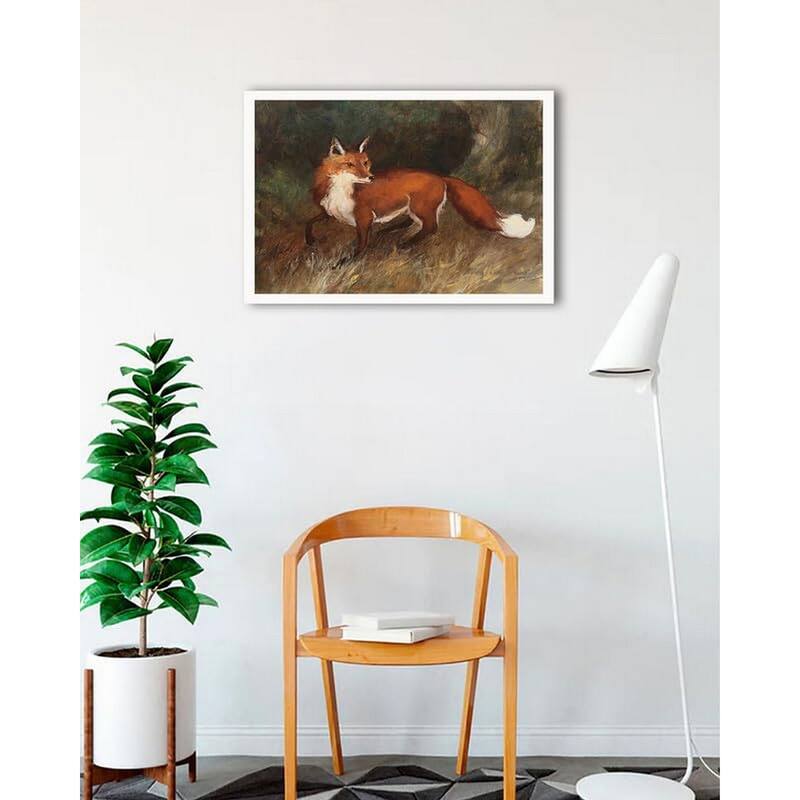 Forest Fox Framed Poster - 24 x 36 Inch - White