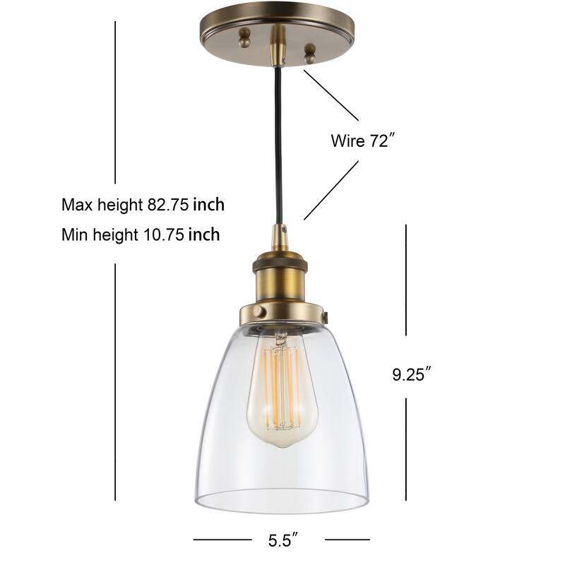 Ferano 5.5" Adjustable Metal/Glass LED Pendant, Chrome by JONATHAN Y