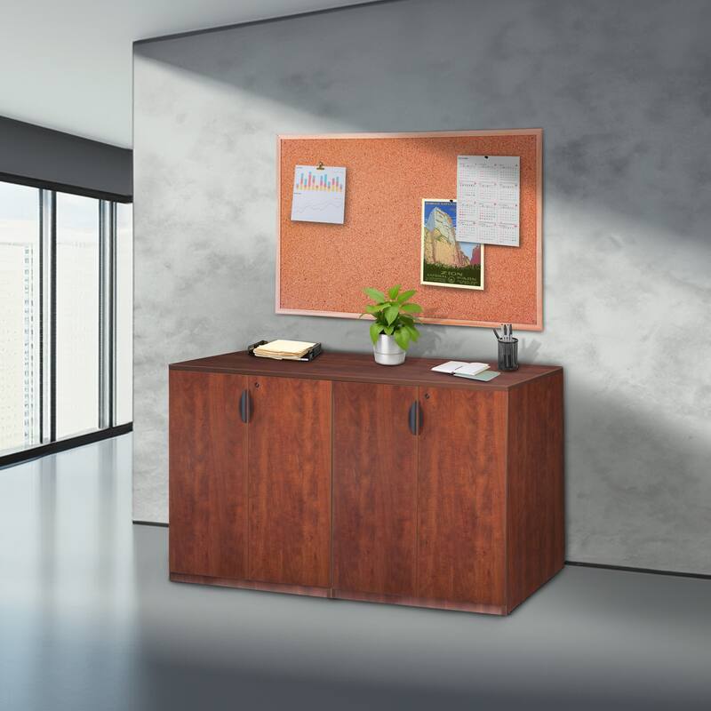 Stand Up Side-to-Side Storage Cabinet Cherry - Spacious Organizer with Adjustable Shelves for Office or Home