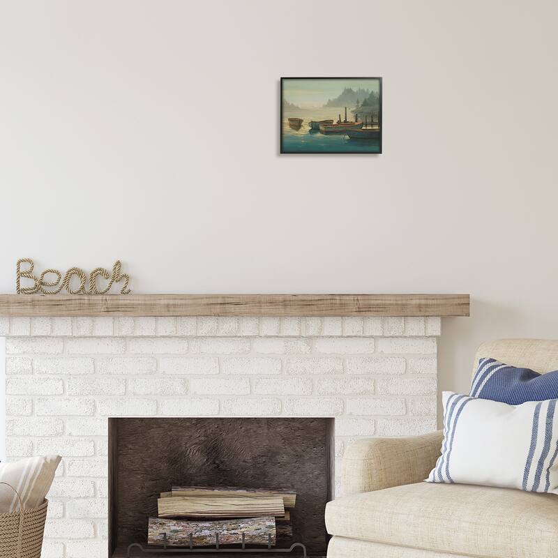 Stupell Docked Boats Landscape Framed Giclee Art Design by Michael Humphries