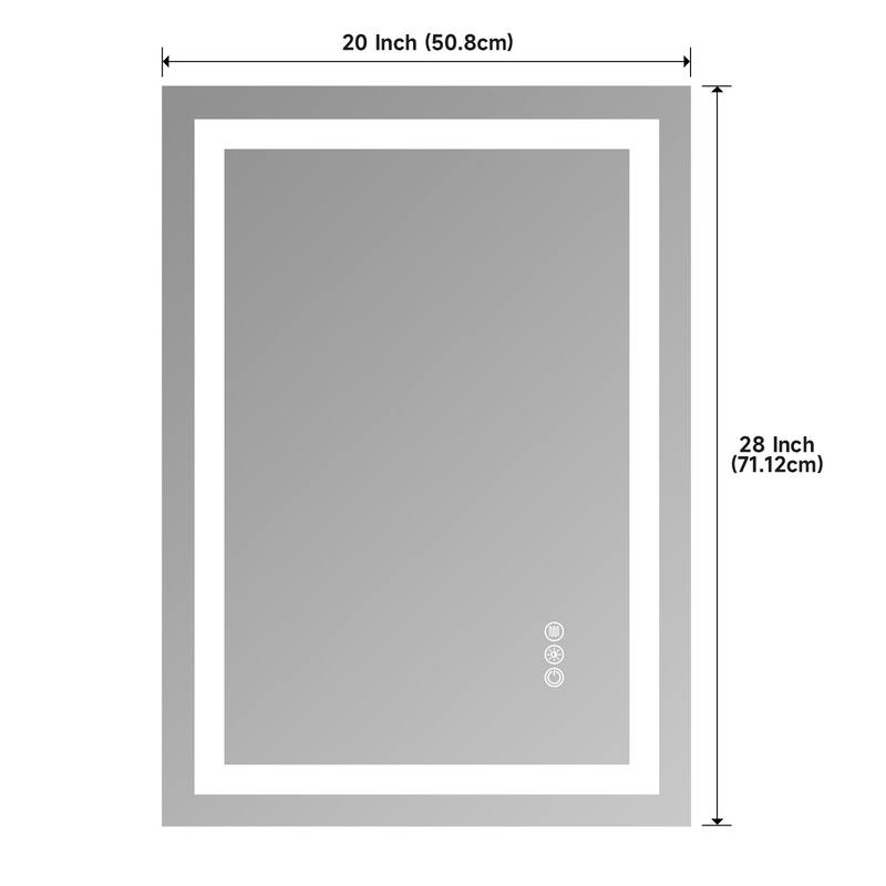 Tempered Glass LED Vanity Mirror Frameless with Anti-Fog and Dimmable - Clear
