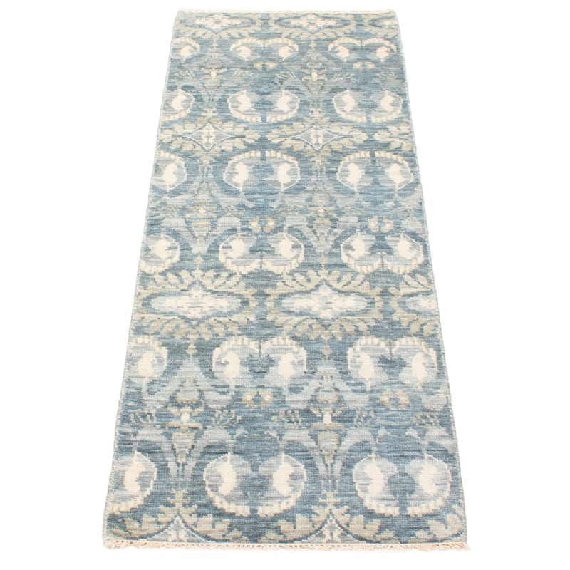 ECARPETGALLERY Hand-knotted Mystique Teal Wool Rug - 2'7 x 7'10
