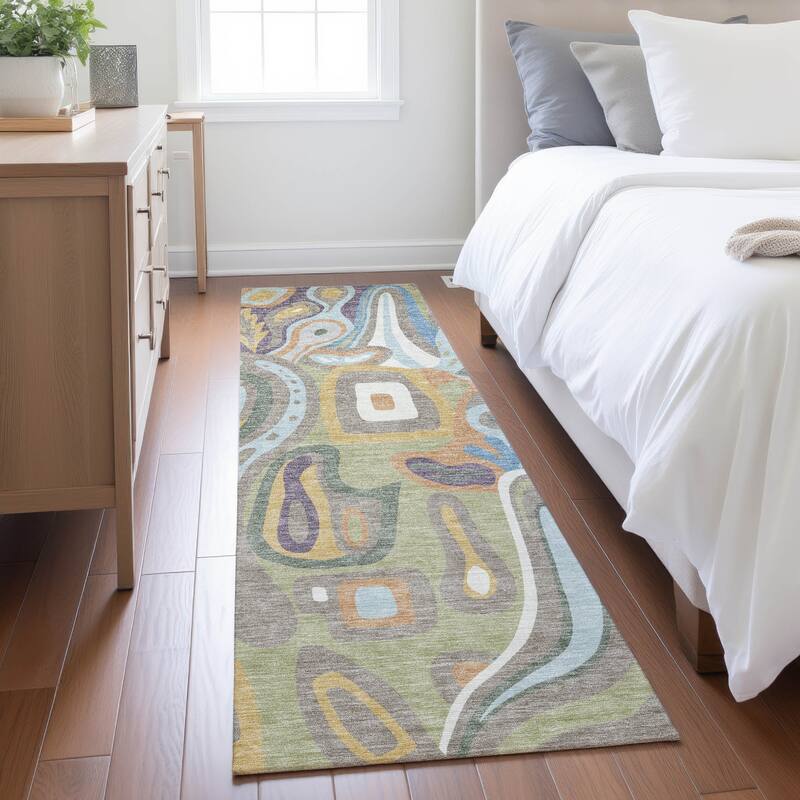Machine Washable Indoor/ Outdoor Modern Picasy Chantille Rug