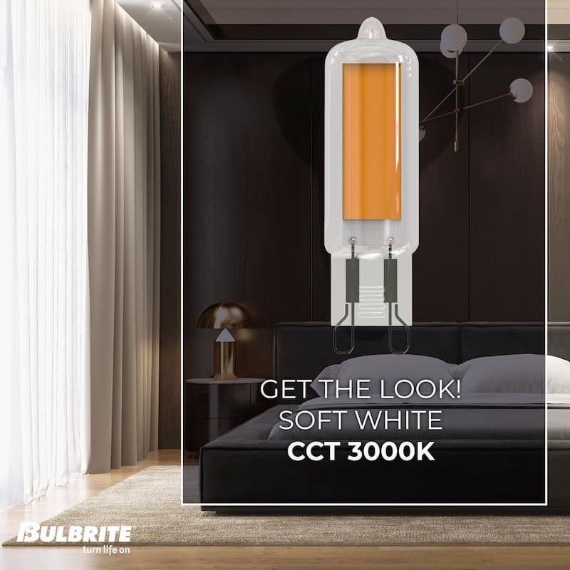 Bulbrite LED Filament Pack of (4) 3.5 Watt Mini T4 Light Bulbs with Clear Finish and Bi-Pin (G9) Base - Soft White Light