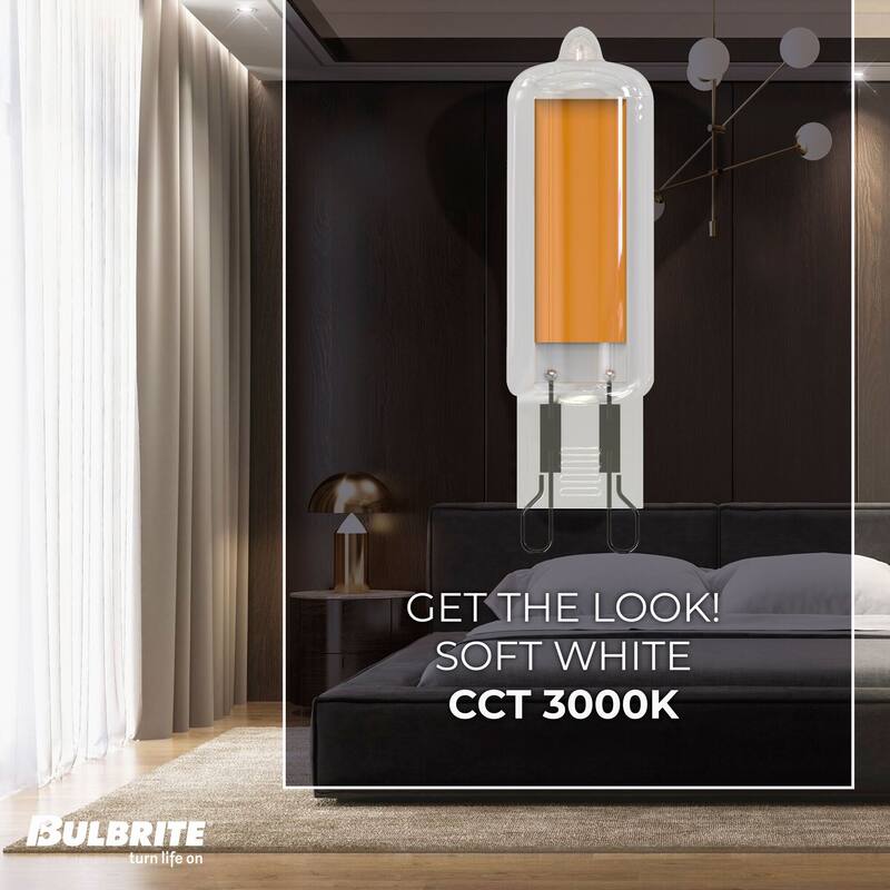 Bulbrite LED Filament Pack of (4) 4.5 Watt Mini T5 Light Bulbs with Clear Finish and Bi-Pin (G9) Base - Soft White Light