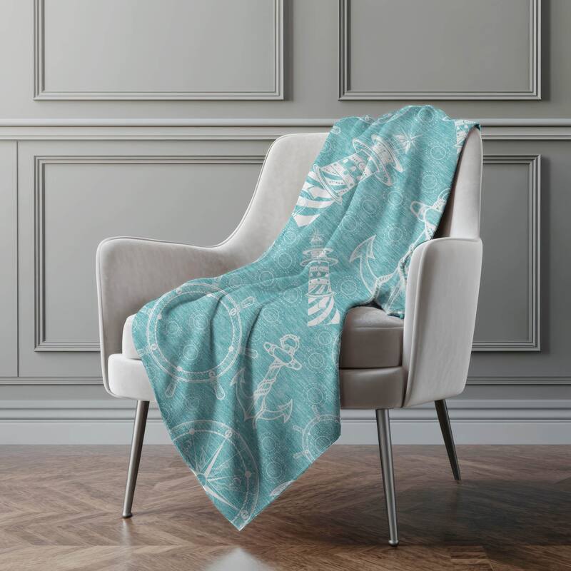 Premium Machine Washable ASB154 Coastal Lighthouse Sherpa Throw Blanket
