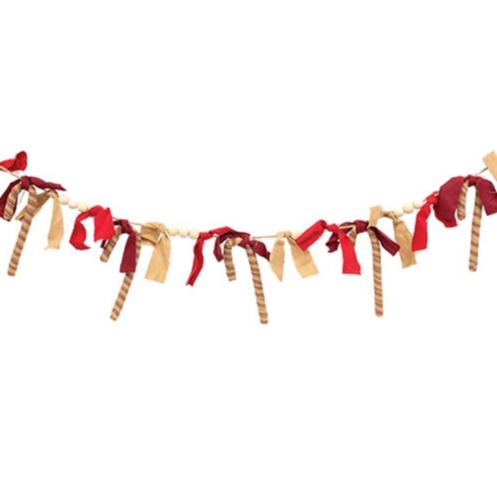 Red and Cream Candy Cane Garland 3 Ft Holiday Decoration