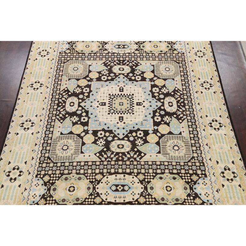 Stunning Geometric Khotan Oriental Area Rug Wool Handmade Carpet - 8'9" x 11'8"