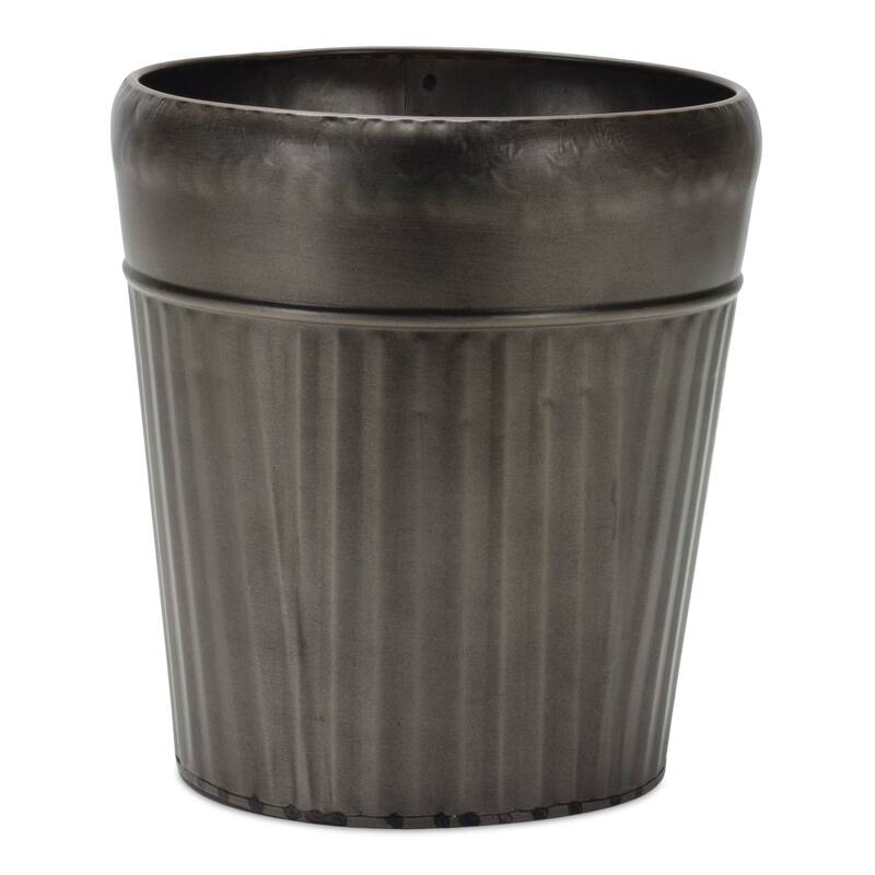 Tapered Metal Planters - 8.25" - Pewter Finish - Set of 3