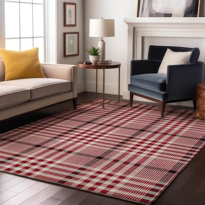 Premium Washable Super Soft Modern Plaid Mayfield Rug