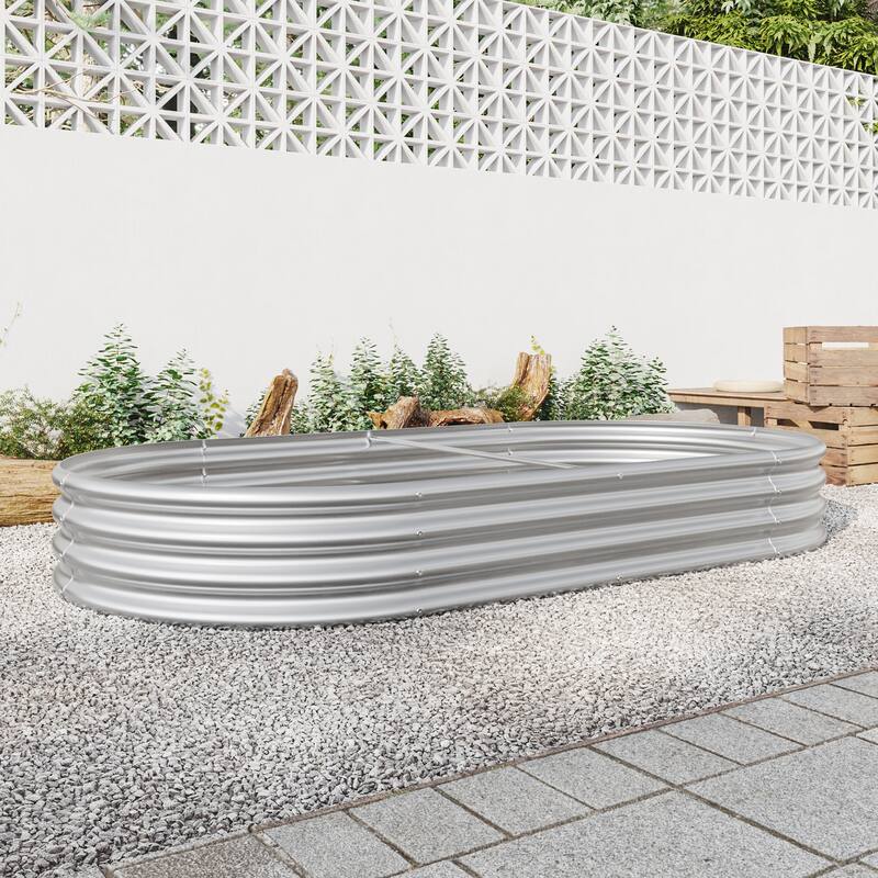 Raised Garden Bed Outdoor,Oval Large Metal Raised Planter Bed for for