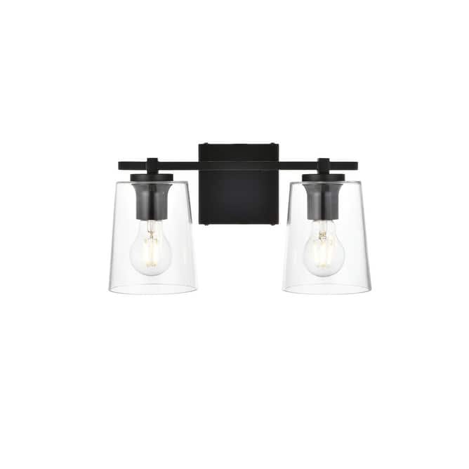Elegant Lighting LD7310W14 Kacey 2 Light 8" Tall Bathroom Sconce - Black / Clear