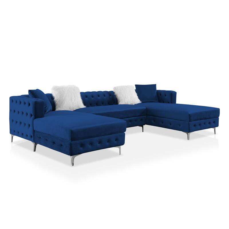 Delfinia Contemporary Fabric Upholstered Tufted Sectional by Furniture of America